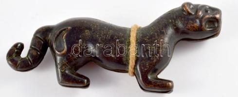 Kínai patinázott fém Qilin figura, 2 részből, h: 9,5 cm