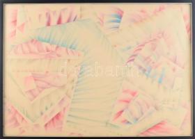 Ruzicskay György (1896-1993): Absztrakt kompozíció. Vegyes technika, papír, jelzett. Dakeretben, 50x70 cm / mixed technique on paper, signed, framed