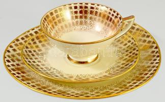 Bavaria mid-century egyszemélyes reggeliző készlet, csésze alátéttel és desszertes tányér. Jelzett, hibátlan, d: 19,5 cm