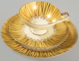 Alka mid-century egyszemélyes reggeliző készlet, csésze alátéttel és desszertes tányér. Jelzett, hibátlan, d: 19,5 cm