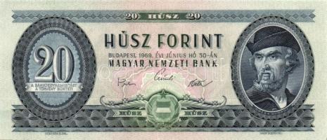 1969. 20Ft (2x) egymásutáni sorszámmal T:II+ Csak egyszer hajtva!