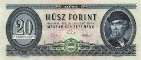 1969. 20Ft (2x) egymásutáni sorszámmal T:II+ Csak egyszer hajtva!