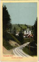 Mariazellerbahn, Mariazeller Bahn; Durchblick auf Mariazell / general view from Mariazell, railway, from postcard booklet
