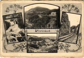 Mariazell, Winterbach, Trefflingfall, Mariazellerbahn / waterfall, railway line. Art Nouveau, floral (kopott sarkak / worn corners)