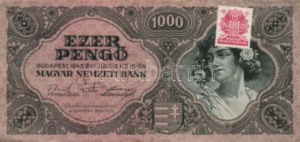 1945-46. 1000P (2x), 1000.000P (2x), 100.000.000P (3x) mindegyik egymásutáni sorszámokkal! T:II+,II