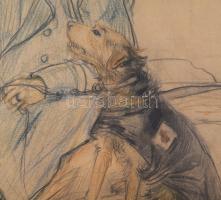 Olvashatatlan jelzéssel: I. világháborús katona vöröskeresztes kutyával (Kolmea/Kolomija, Galícia, U...