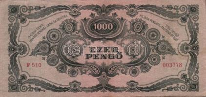 1945-46. 1000P (2x), 1000.000P (2x), 100.000.000P (3x) mindegyik egymásutáni sorszámokkal! T:II+,II