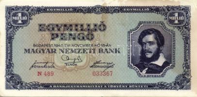 1945-46. 1000P (2x), 1000.000P (2x), 100.000.000P (3x) mindegyik egymásutáni sorszámokkal! T:II+,II