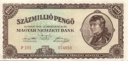 1945-46. 1000P (2x), 1000.000P (2x), 100.000.000P (3x) mindegyik egymásutáni sorszámokkal! T:II+,II