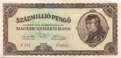 1945-46. 1000P (2x), 1000.000P (2x), 100.000.000P (3x) mindegyik egymásutáni sorszámokkal! T:II+,II