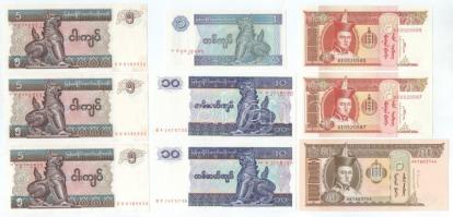 Mianmar 1996. 1K + 1997. 5K (3x) sorszámkövetők "CV 9189532 - CV 9189534" + 10K (2x) sorszámkövetők "DF 2475735 - DF 2475736" + Mongólia 2013. 50T + 2018. 5T (2x) egyugrásos sorkövetők "AE 0520585 + AE 0520587" T:AU Myanmar 1996. 1 Kyat + 1997. 5 Kyats (3x) consecutive serials "CV 9189532 - CV 9189534" + 10 Kyats (2x) consecutive serials "DF 2475735 - DF 2475736" + Mongolia 2013. 50 Tögrög + 2018. 5 Tögrög (2x) consecutive serials with leap "AE 0520585 + AE 0520587" C:AU
