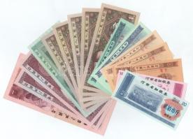 Kína 1980. 1j (5x) ebből 2x sorszámkövetők "M1A 9057170 - M1A 9057171" + 2j + 5j (2x) sorszámkövetők "T5H 4266361 - T5H 4266362" + 1Y + 7xklf rizsjegy / kupon T:UNC,AU, közte egy XF China 1980. 1 Jiao (5x) in it 2x consecutive serials "M1A 9057170 - M1A 9057171" + 2 Jiao + 5 Jiao (2x) consecutive serials "T5H 4266361 - T5H 4266362" + 1 Yuan + 7xdiff rice coupon C:UNC,AU, including an XF