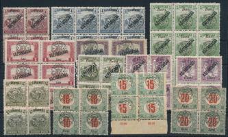 Nagyvárad 1919 54 db bélyeg összefüggésekben, benne klf típusok, Bodor vizsgálójellel