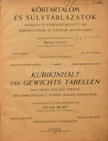 Köbtartalom és súlytáblázat. Négyszög és körkeresztmetszetű fák köbtartalmának és sulyának kiszámítása. Összeáll. és kiszámította: Nemes Győző. Kolozsvár, 1906, Stief Jenő, IX+1+648+2 p. Átkötött egészvászon-kötés, kopott, foltos borítóval, kissé vetemedett táblákkal, sérült gerinccel, egy sérült, hiányos és kijáró lappal (109/110 p.)