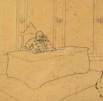 Vadász Miklós (1884-1927 v. 1928): Katona Ferenc József császár és király előtt. Tus, papír. Jelzett...