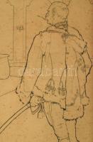 Vadász Miklós (1884-1927 v. 1928): Katona Ferenc József császár és király előtt. Tus, papír. Jelzett...