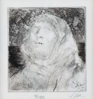 Szász Endre (1926-2003): Portré. Rézkarc, papír, jelzett, számozott (7/100), üvegezett fakeretben, 1...