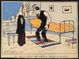 Zórád Géza (1882-1961): "Ah de jó tükör lett ebből a fényes kabátból" (karikatúra), 1918. ...