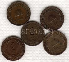 1902,1904,1906,1907,1910 2f 5 kül. db T:3,3+