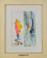 Rubint Ávrahám Péter (1958-): Csak én, 2005. Vegyes technika, papír, jelezve balra lent, hátoldalán autográf felirattal és a művész bélyegzőjével, üvegezett fakeretben. 28×19 cm