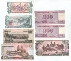 Észak-Korea 1978. 1W + 5W + 100W + 1992. 50W + 100W + 2002. 200W (2xklf: az egyik "Kim Dzsongsz...