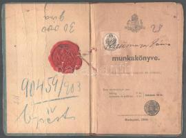 1885 Bp., Munkakönyv 15 kr okmánybélyeggel, viaszpecséttel, széteső állapotban