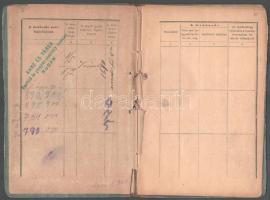 1885 Bp., Munkakönyv 15 kr okmánybélyeggel, viaszpecséttel, széteső állapotban