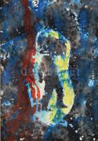 Olvashatatlan jelzéssel: The way, der Sonne entgegen. Akvarell, papír, üvegezett fakeretben. 20×14 c...