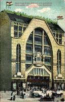 Budapest VI. Párisi Nagy Áruház Budapest utcai homlokzata, automobilok, hátoldalon nyilaskeresztes bélyegző (?)