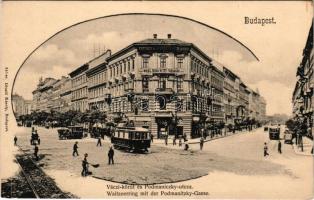 Budapest VI. Váci körút (Bajcsy-Zsilinszky út) és Podmaniczky utca, villamosok,Weiss és Társa betéti társaság, üzletek. Divald Károly 246. sz. (EK)