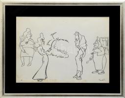 Pólya T. jelzéssel: Tükröm, tükröm.... Tus, papír. Kissé foltos. Üvegezett fakeretben, 29×41 cm