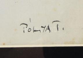 Pólya T. jelzéssel: Tükröm, tükröm.... Tus, papír. Kissé foltos. Üvegezett fakeretben, 29×41 cm