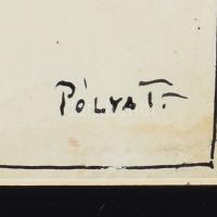 Pólya T. jelzéssel: Disznótor. Tus, papír. Kissé foltos. Üvegezett fakeretben, 29×41 cm