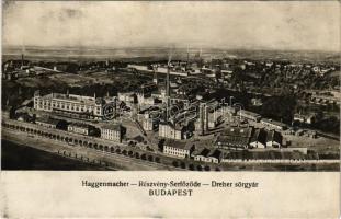Budapest X. Kőbánya, Első magyar részvény-serfőzde. Haggenmacher, Dreher Antal serfőzdéi, iparvasút, sörgyár reklám + "NAGYKANIZSA - BUDAPEST 8." vasúti mozgóposta bélyegző (fl)