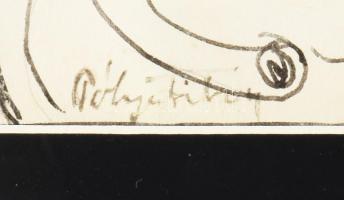 Pólya Tibor jelzéssel: Március 15. Tus, kréta, papír. Kissé foltos. Üvegezett fakeretben, 30×42,5 cm