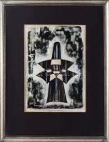 Barta István (1892-1976): Geometria és gesztus. Vegyes technika, papír, jelzett, üvegezett fakeretben. 29,5x20,5 cm