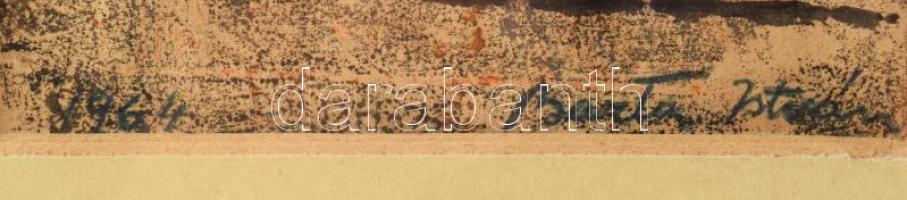 Barta István (1892-1976): Formák. Vegyes technika, papír, jelzett, üvegezett fakeretben. 21x13,5 cm