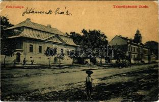 1913 Felsőbánya, Baia Sprie; Takarékpénztár, Zárda. H. Riedl E. kiadása 2349. (W.L. ?) / savings bank, nunnery and boarding school for girls (EM)