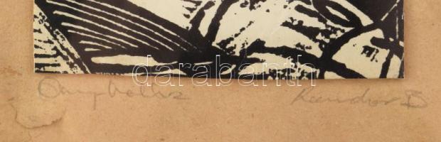 Kondor B jelzéssel: Öreg halász, nyomat, papír, üvegezett fakeretben. 15x12 cm