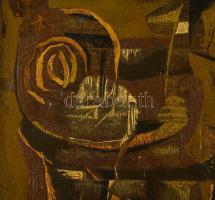 Pólya József (1923-1994): Barna kompozíció, olaj, karton, jelzett a hátoldalán, fakeretben. 25x20 cm