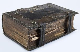 Biblia sacra, to gest Biblj Swatá/Nowy Zákon. Prága, 1863, Nákladem Josefa Ruzicky. Bőr kötés fém ve...