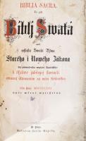 Biblia sacra, to gest Biblj Swatá/Nowy Zákon. Prága, 1863, Nákladem Josefa Ruzicky. Bőr kötés fém ve...