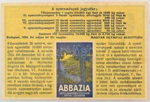 Budapest 1924. "Sorsjegy - Magyar Olympiai Bizottság" sorsjegye 10.000K értékben, a párizs...
