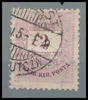 1881 Színesszámú 2kr II. típus felül ritka vésetjavítással (ex Orbán, Sebestyén aranyérmes kiállítási anyagából)