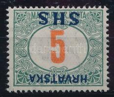 SHS 1919 Portó 5f fordított felülnyomattal, Bodor vizsgálójellel + Zrinjscak tanúsítvánnyal