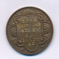 Svédország 1931. "Stockholmi Labdarúgó Szövetség / 2. díj tartalékos csapat sorozat KL I Bandy 1931" kétoldalas bronz díjérem (36mm) T:AU Sweden 1931. "Stockholms Fotbollförbund / 2. Pris Reservlags Serien KL. I. Bandy 1931." two-sided bronze award medal (36mm) C:AU