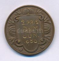 Svédország 1930. "Stockholmi Labdarúgó Szövetség / 2. Díj D. M. 1930. június" kétoldalas bronz díjérem (36mm) T:AU Sweden 1930. "Stockholms Fotbollförbund / 2. Pris D. M. Jun. 1930" two-sided bronze award medal (36mm) C:AU