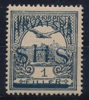 SHS 1919 Turul 1f próbanyomat Bodor vizsgálójellel + Zrinjscak tanúsítvánnyal