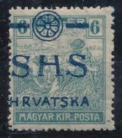 SHS 1919 Arató 6f eltérő típusú felülnyomattal, Bodor vizsgálójellel + Zrinjscak tanúsítvánnyal