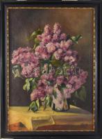 Olvashatatlan jelzéssel (feltehetően veszprémi festő): Csendélet, 1924. Olaj, vászon. Dekoratív, sérült fakeretben. 74x51,5 cm.